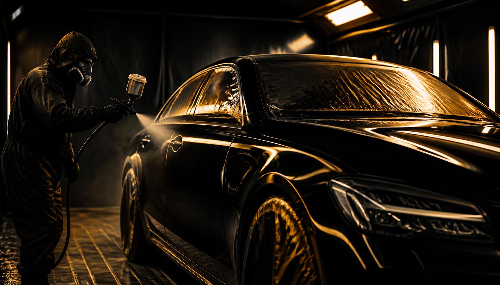 Pintura automotiva profissional em cabine de pintura